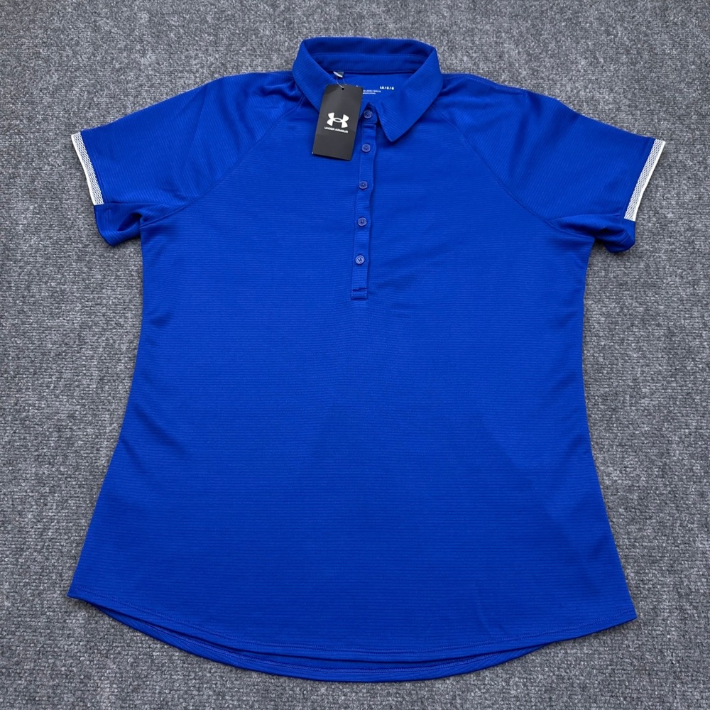 NEW Under Armour Corporate Rival Polo Women Large Royal Blue Tennis Pickleball